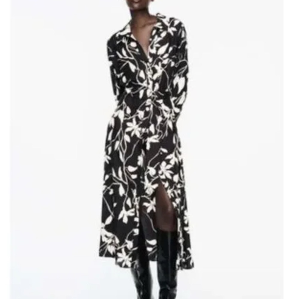 Zara asymmetrical pattern long sleeve shirt dress XL NWT